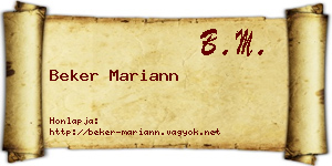Beker Mariann névjegykártya